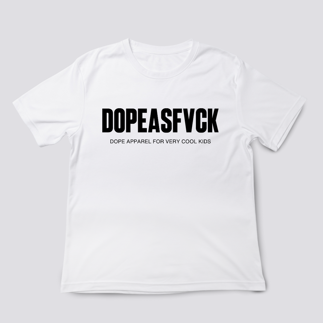 DOPEASFVCK Streetwear White Cotton Tee | For Very Cool Kids Logo | 180GSM Unisex Fit